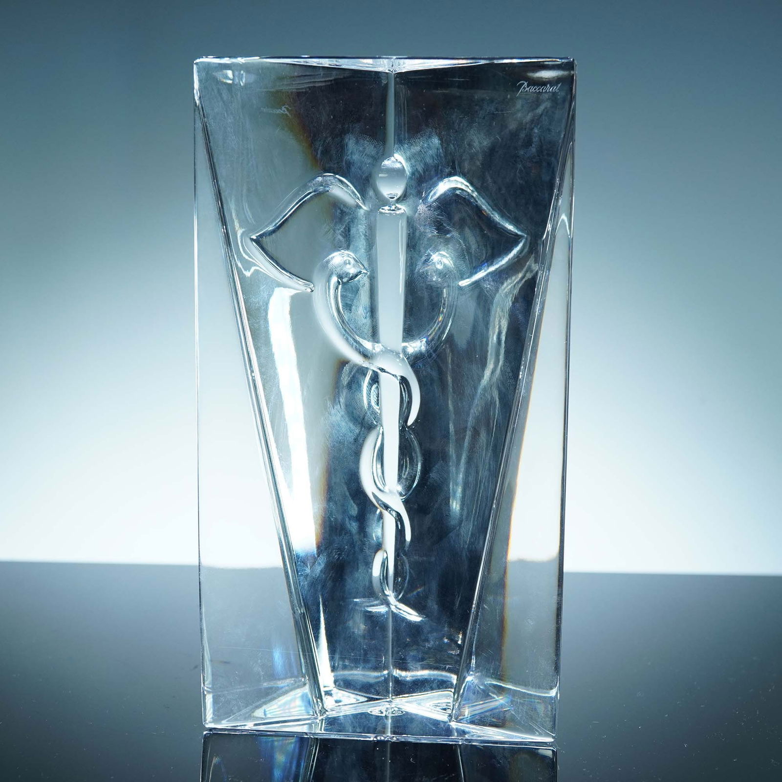 Baccarat Crystal Paperweight, Caduceus Design (1 of 5)