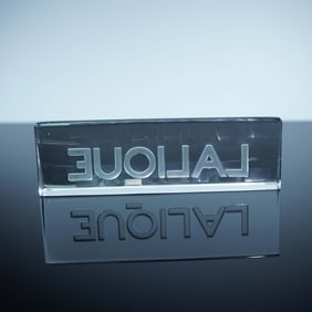 Lalique Clear Crystal Display Plaque, Logo Sign