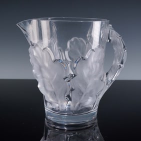 Lalique Crystal Pitcher, Chene
