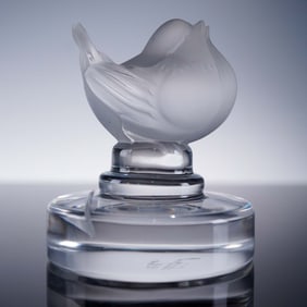 Lalique Crystal Place Card Holder, Finch