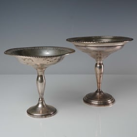 2pc Sterling Silver Weighted Compote Dishes, Fisher & Columbia