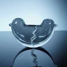Baccarat Crystal Sculpture, Rocking Birds