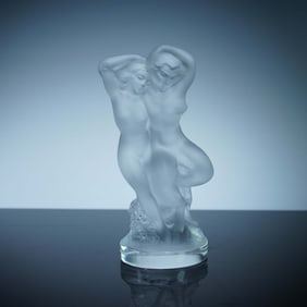 Lalique Crystal Figurine, Le Faune Pan and Diana