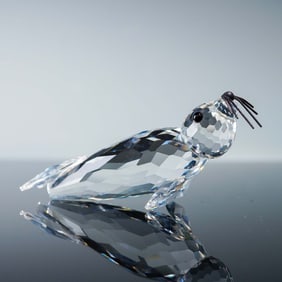 Swarovski Crystal Figurine, Large Seal with Black Whiskers 012261
