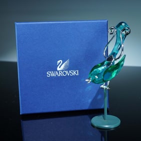 Swarovski Crystal Paradise Birds Figurine, Boali Antique Green