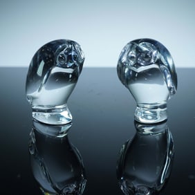2pc Baccarat Crystal Figurines, Owls