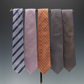 5pc Hugo Boss Silk Neckties In Classic Patterns