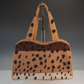 Beaded Animal Print Evening Bag