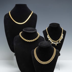 4pc Gold Tone Fashion Necklace Set