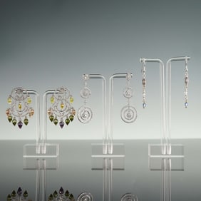 3 Pairs Sterling Silver and Beaded Dangle Earrings