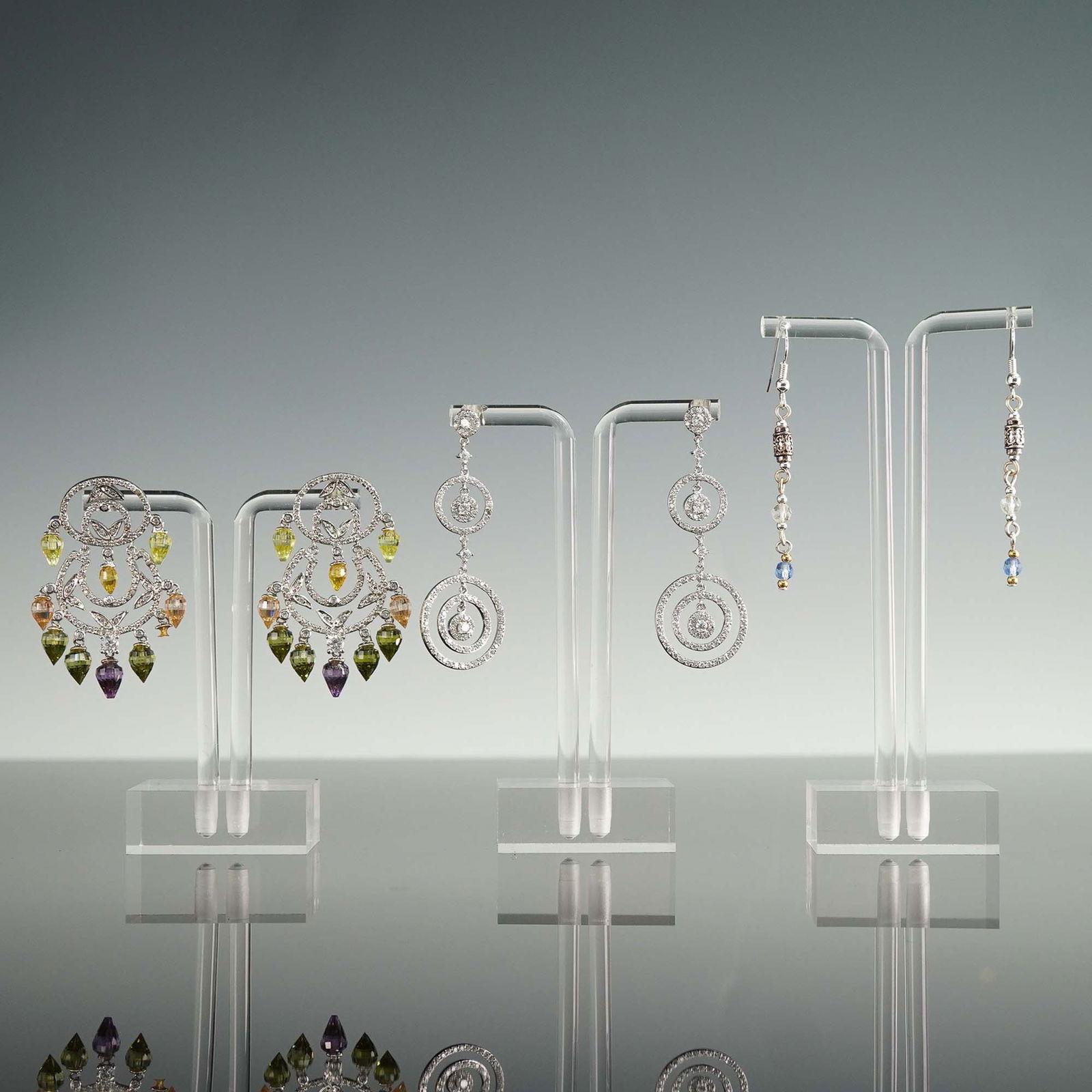 3 Pairs Sterling Silver and Beaded Dangle Earrings (1 of 7)