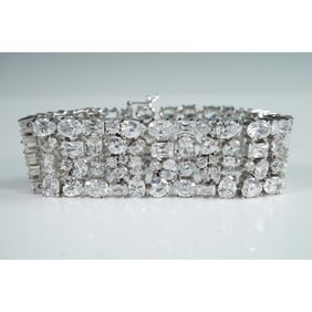 NLH Sterling Silver and Crystal Rhinestone Bracelet
