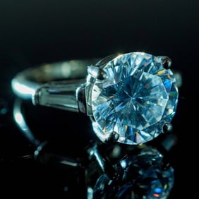 Sterling Silver and Cubic Zirconia Ring with Baguette Accents