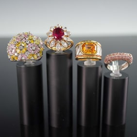 4pc Statement Cocktail Rings with Mixed Stone Settings