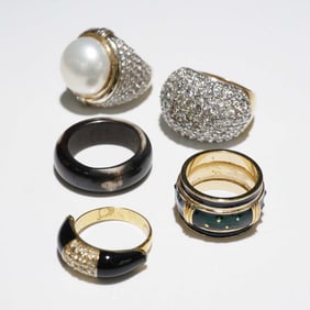 5pc Assorted Cocktail Rings, Includes Sterling Silver