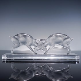 Lalique Crystal Deux Chevres Sculpture