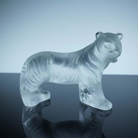 Lalique Crystal Figurine, Frosted Bengal Tiger
