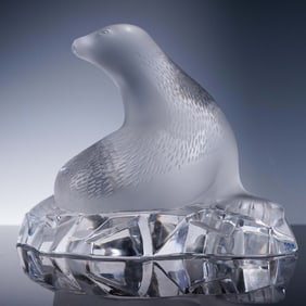 Lalique Crystal Figurine, Seal on Iceberg Base