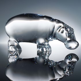 Baccarat Clear Crystal Figurine, Hippopotamus