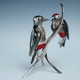 Swarovski Crystal Paradise Figurine, Woodpeckers Black Diamond