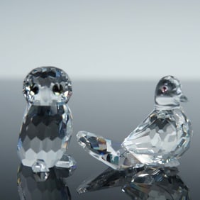 2pc Swarovski Crystal Figurines, Dove 191696 and Owlet 188386