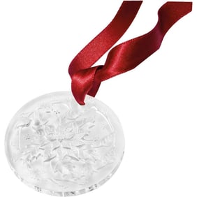 Lalique Crystal Clear 2020 Ornament, Poinsettia - Sealed Box