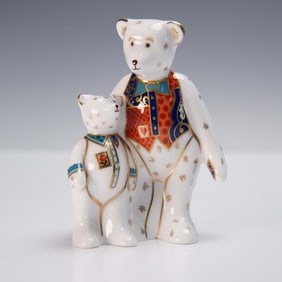 Royal Crown Derby Porcelain Bear Paperweight, Daddy & George with Box