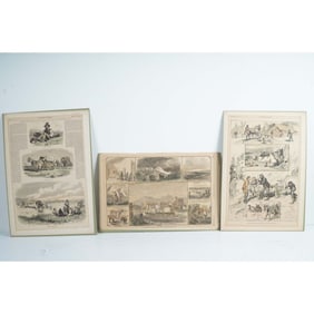 3pc Harper's Weekly Colorado Mining and Plains Life Pages, 1859-1883