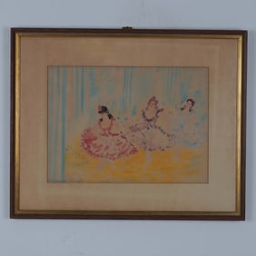 Johannes Schiefer, Ballet Scene, Watercolor on Paper, Signed