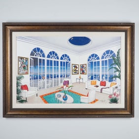 Fanch Ledan, Embelished Giclee on Canvas, Interior with Miro, Signed