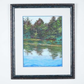 Kim Beck, Original Pastel on Paper, Cobalt Reflections, Signed