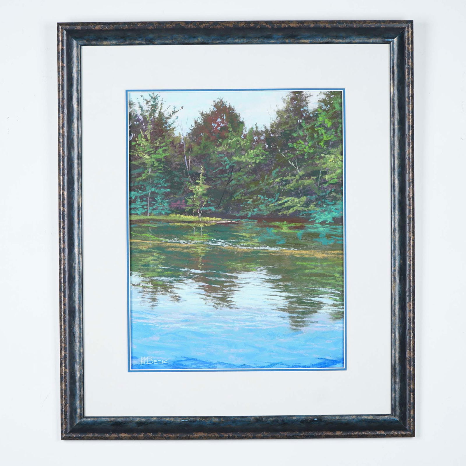 Kim Beck, Original Pastel on Paper, Cobalt Reflections, Signed (1 of 4)