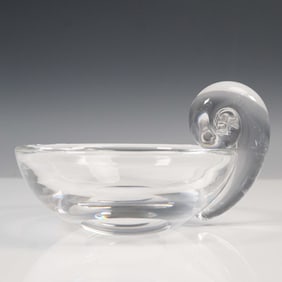Steuben Glass Round Snail Bowl with Cloth Pouch