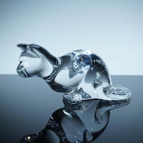 Baccarat Clear Crystal Figurine, Cat