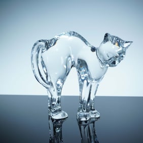 Baccarat Crystal Figurine, Cat Pouncer