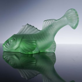Baccarat Green Crystal Figurine, Carbot Fish