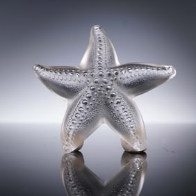 Lalique Frosted Crystal Starfish Paperweight