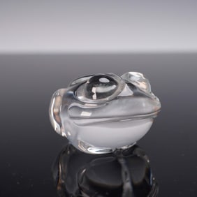 Steuben Clear Crystal Paperweight, Frog