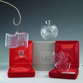 3pc Waterford Crystal Ornament Lot, Includes Times Square Collection