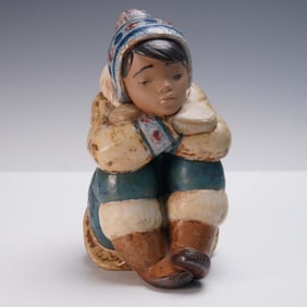 Lladro Porcelain Figurine, Pensive Eskimo Boy 01012159