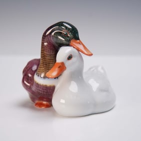 Herend Porcelain Paperweight, Pair of Ducks