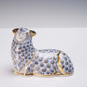 Royal Crown Derby Porcelain Paperweight, Ram