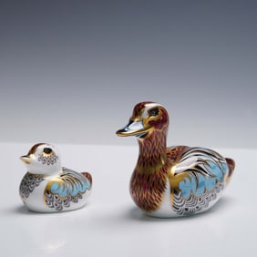 2pc Royal Crown Derby Guild Duck and Duckling