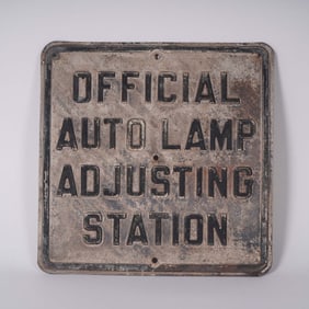 Cast Iron Official Auto Lamp Adjusting Station Sign