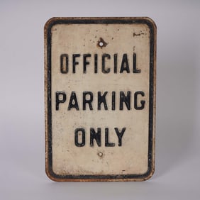 Official Parking Only Metal Sign in Black and White