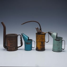 4pc Vintage Metal Oil Can Collection