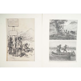 2pc Harper's Weekly Engravings, Indian Satire & Cultural Scenes 1874 & 1876