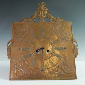 Antique Embossed Copper Wall Clock with Pendulum