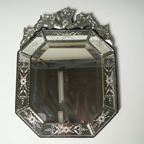 Etched Glass Venetian-Style Wall Mirror