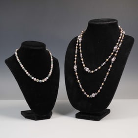 2pc Multicolor Pearl and Crystal Bead Necklaces